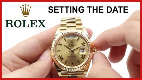 rolex datum instellen|how to set time on Rolex.